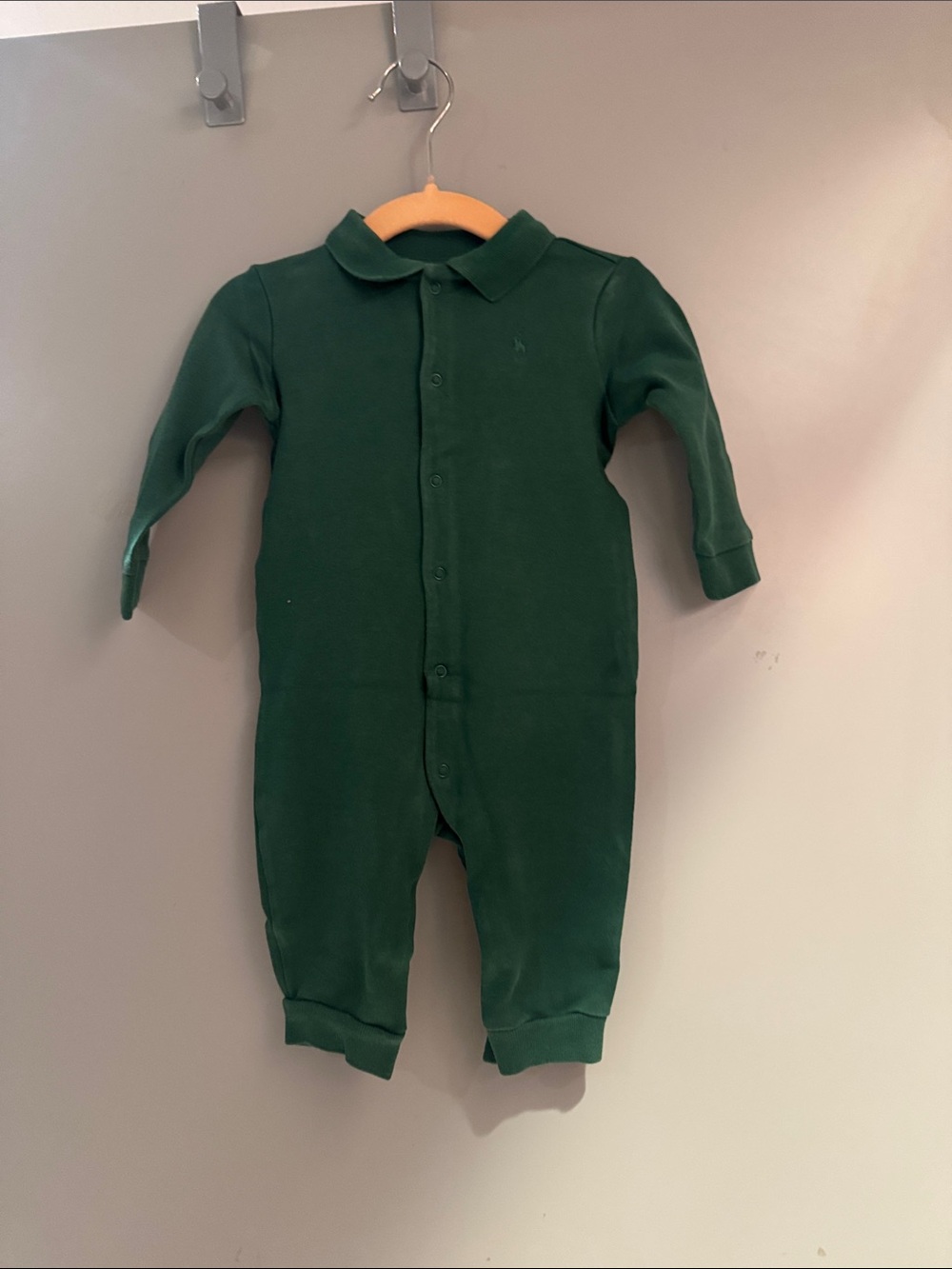 Polo by Ralph Lauren Dark Green Collared Baby Footie